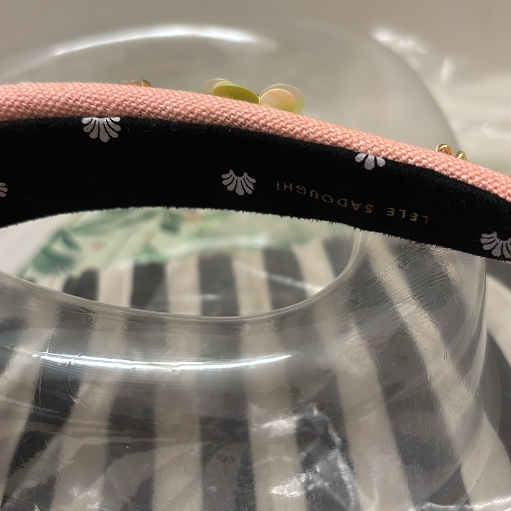 Lele Sadoughi Peach Floral Embellished Alice Headband - Picture 9 of 11